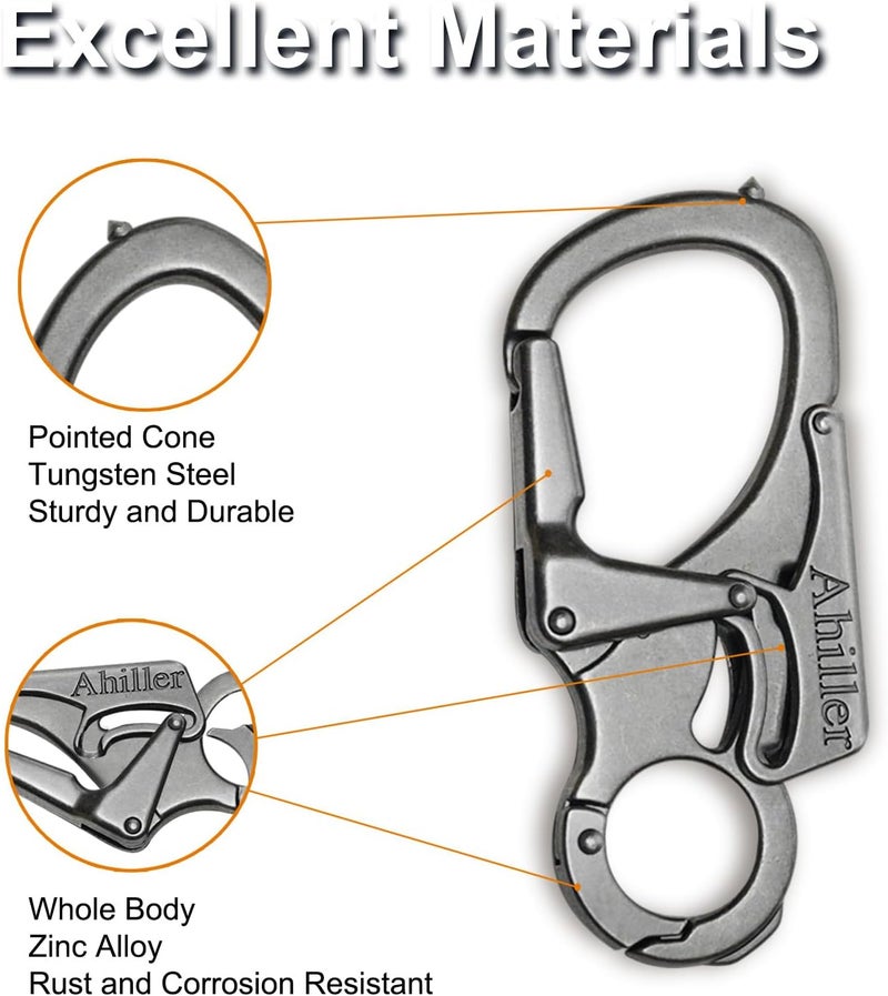 Ahiller Carabiner Keychain Clip, Double Lock Designed - Tungsten Steel Tip, Multifounction Tools for Camping, Hiking, Fishing, Outdoor Survival - Image 5